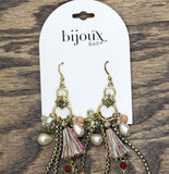 Bijoux Bar Boho Chandelier Cluster Charm Dangly Earrings Gold / Multi 4.25"