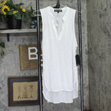 Almost Famous Juniors Sleeveless Utility Tunic Shirt top White L
