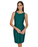 Calvin Klein Sleeveless Boat-Neck Embellished Scuba Sheath Dress Emerald Green 2