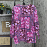 Denim & Co. Perfect Jersey Long-Sleeve Tunic Shirt Dark Burgundy Purple XL