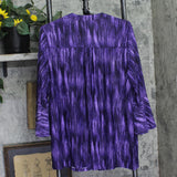Notations Pleated Jacquard Blouse with 3/4 Bell Sleeves WNKU2046 Dark Purple 2X