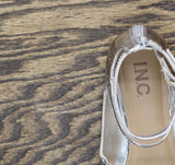 INC International Concepts Womens Valan Triple-Strapped Flats Silver Gray 9M