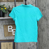 Aeropostale Girls A87 Short Sleeve Polo Shirt 1678eb81398d9a Aqua Blue Green XL