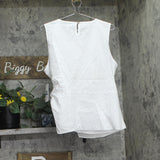 DKNY Poplin Side-Twist Sleeveless Top UD5T0052 White XL