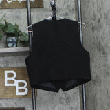 Bar III Womens Petite V-Neck Button-Front Cropped Vest 100207006PT Black PXL