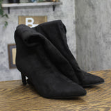 A New Day Womens Faux Suede Justice Mid Calf Heeled Boots Black 9M-WC