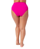 High Waisted Convertible Swim Bottom with Side Shirring Hibiscus Pink 18W