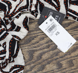 Bar III Resort Daze Printed Bell-Sleeve Romper Cover Up Ivory Black Multi XS