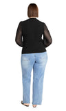 City Chic Plus Size Tarynn Top Turtle Neck Long Lurex Sleeved Blouse Black 2XL