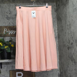 White Mark Flared Elastic Waist Midi Skirt with Side Pockets PS709 Peach Pink 1X