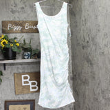Skinny Girl Connie Side Ruched Midi Tank Dress Army Sage Montauk Camo Green L