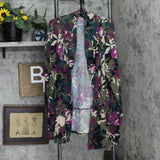 Comfort Code by Cuddl Duds Stretch Jersey Knit Open Front Cardigan Camo Floral M