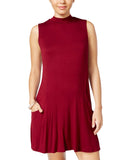 Trixxi Juniors Knit Mock-Turtleneck A-Line Dress Red M