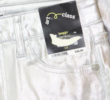 Art Class Girls High-Rise Baggy Metallic Wide Leg Denim Pant Silver Gray 12