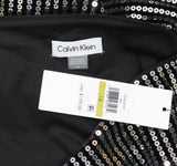 Calvin Klein Womens Sequin Embellished Velvet Shift Dress Black / Silver 14