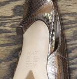 Naturalizer Alexa Slingback Peep Toe Dress Sandals Pewter Leather Brown 6M