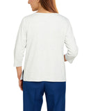 Alfred Dunner Womens Knit Plus Size Classics Diagonal Heat Top Gray 3X