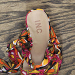 INC International Concepts Laeelia Square Toe Block Heels Shoes Orange Multi 5M