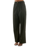 Alex & Sophia Womens Striped Wide-Leg Pleated Pinestripe Pants Black / Gold L
