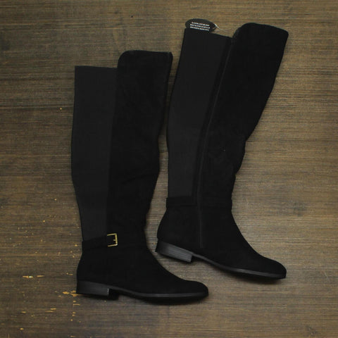 Style & Co Womens Kimmball Wide-Calf Over-The-Knee Boots Black Micro 10M-WC