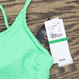 Salt + Cove Juniors Rib Scrunch Scoop-Neck Bikini Top Mint Tea Green L
