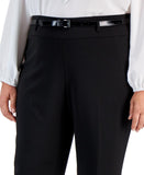 Kasper Womens Plus Size High-Rise Bootcut-Leg Pants with Belt 10847227 Black 1X