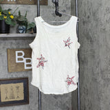 DG2 Womens Embroidered Star Tank 678534 Ivory Multi XL