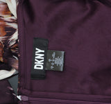 DKNY Tie-Waist Ruched Puff Sheer Sleeves Dress Raisin Purple Multi 4