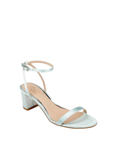 Jewel Badgley Mischka II Evening Sandals Block Heel Satin Aqua Blue Green 8M