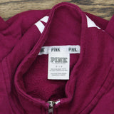 Pink by Victoria's Secret Womens Pullover 1/4 Zip Fleece Sweatshirt Berry Red S