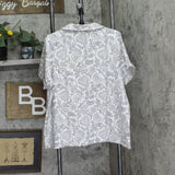 Vera Bradley Cotton Pajama Set Button-up Shirt and Shorts Java Lace Gray 2XL