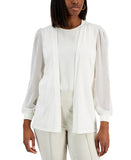 Alfani Chiffon Sleeve Open Front Cardigan 100142028MS Calla Lily Off White M