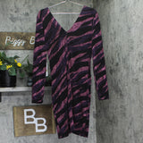 Siena Womens Metallic Side-Twist Long-Sleeve Dress SATN1869 Purple Multi 14