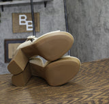 Sun + Stone Womens Reemaa Block-Heel Platform Sandals 10018613200 Bone Brown 10M