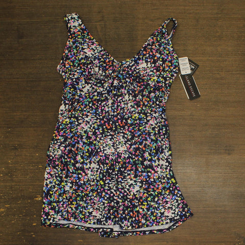 Island Escape Magnolia Printed Underwire Swim One Piece Dress Multi Blue 8