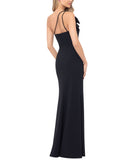 Blondie Nites Juniors Bow-Trim One-Shoulder Embellished Gown Dress Black 9
