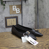 A New Day Valentina Pointed Toe Buckle Ballet Flats 94462477 Black 6M