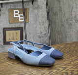 Anne Klein Womens Flat Nia Slingback Block Heels NIA01F9 Denim Blue 9.5M