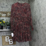 Taylor Womens Petite Long-Sleeve Chiffon Dress 3109P Crimson / Black 6P