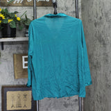 Vanity Fair Womens Vintage 2-Piece Knit Stretch Pajama Set Blue Green XL