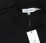 Calvin Klein Womens Long Sleeve Mock Neck Smocked Blouse Black XL