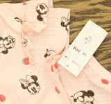 Disney Ribbed Textured Bodysuit and Pants Set with Ruffle Sleeves Pink 24M