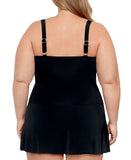 Swim Solutions Twist Bra Skater One Piece Swimsuit Feral Stripes Black 18W