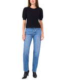 Sam and Jess Womens Short Puff-Sleeve Sweater TA93148041BS Black L