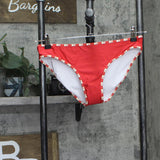 Aqua Hem Pull On Elastic Waistband Swim Bikini Bottoms Red See Measurements