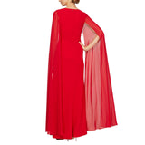 Alex Evenings Womens Cape Sleeve Gown Dress 8160255 Red 16