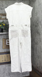 Woolrich X TGT Short Sleeve Western Denim Jean Jumpsuit Cream Off White 10