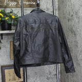 Wild Fable Boxy Faux Leather Full Zip Collar Neck Button Cuff Jacket Black L