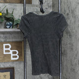 Oneworld Womens Faux Corduroy Ribbed Embellished Shirt Top Black L