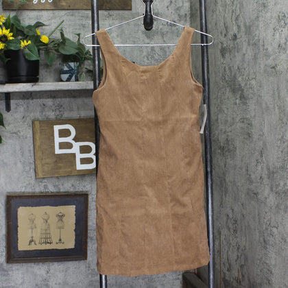 Rare Editions Big Girl Corduroy Vertical Seams Knee Length Dress Tan Brown 14